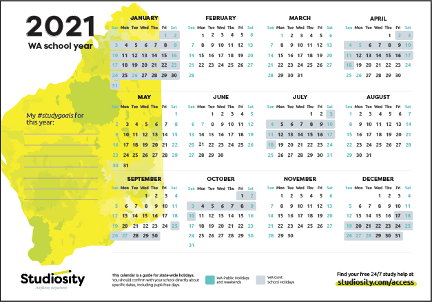 School Terms And Public Holiday Dates For WA In 2021 | Studiosity